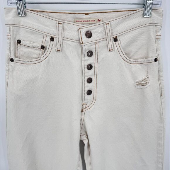 Levi's Cream Straight Leg Jeans - Picture 4 of 8